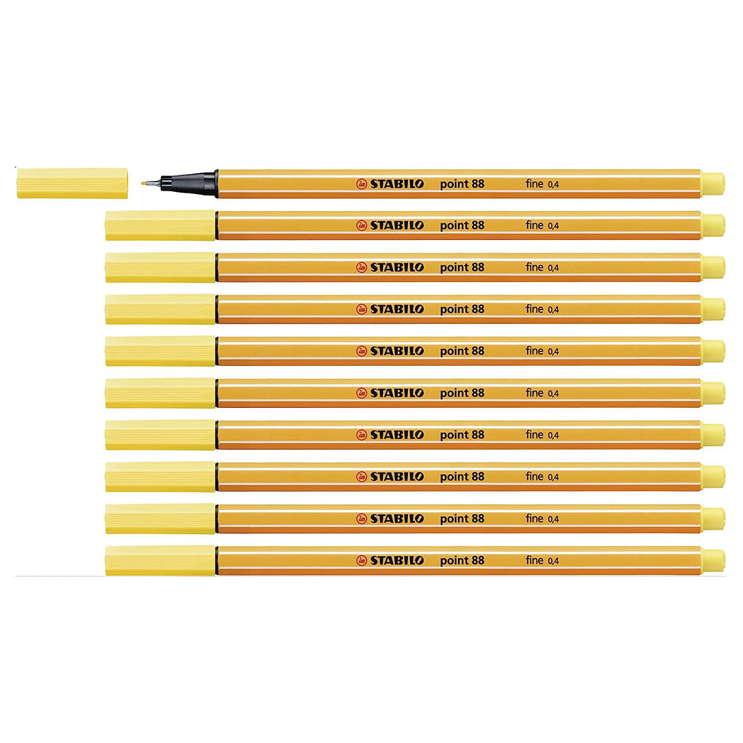 Stabilo | Point 88 | Fineliner | Yellow | Pack Of 10 Stabilo